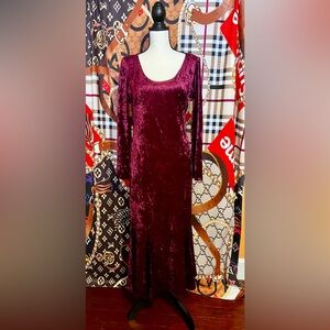 Diamond Supply Co. Velvet Long Sleeve Dress in Deep Burgundy